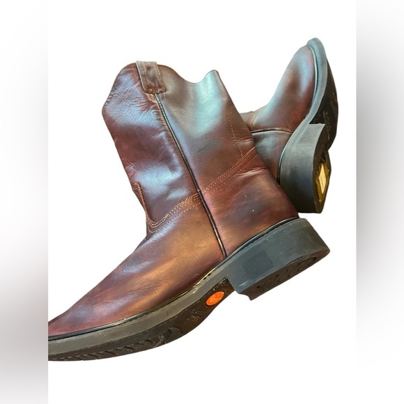MENS authentic LEATHER roper pull on Establo WORK boots for men New with tag main image 5